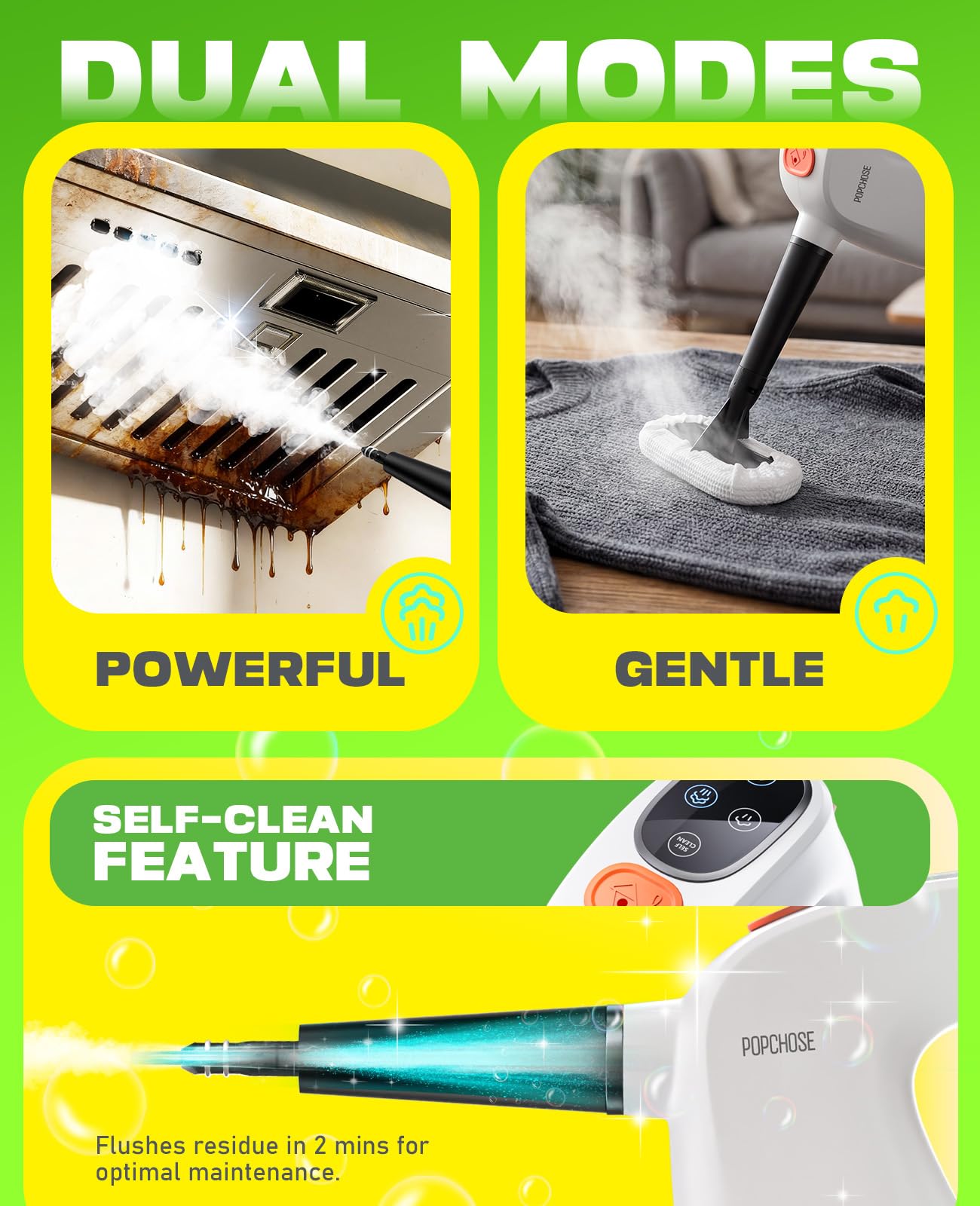 Auto shut-off feature on POPCHOSE steam cleaner for safety
