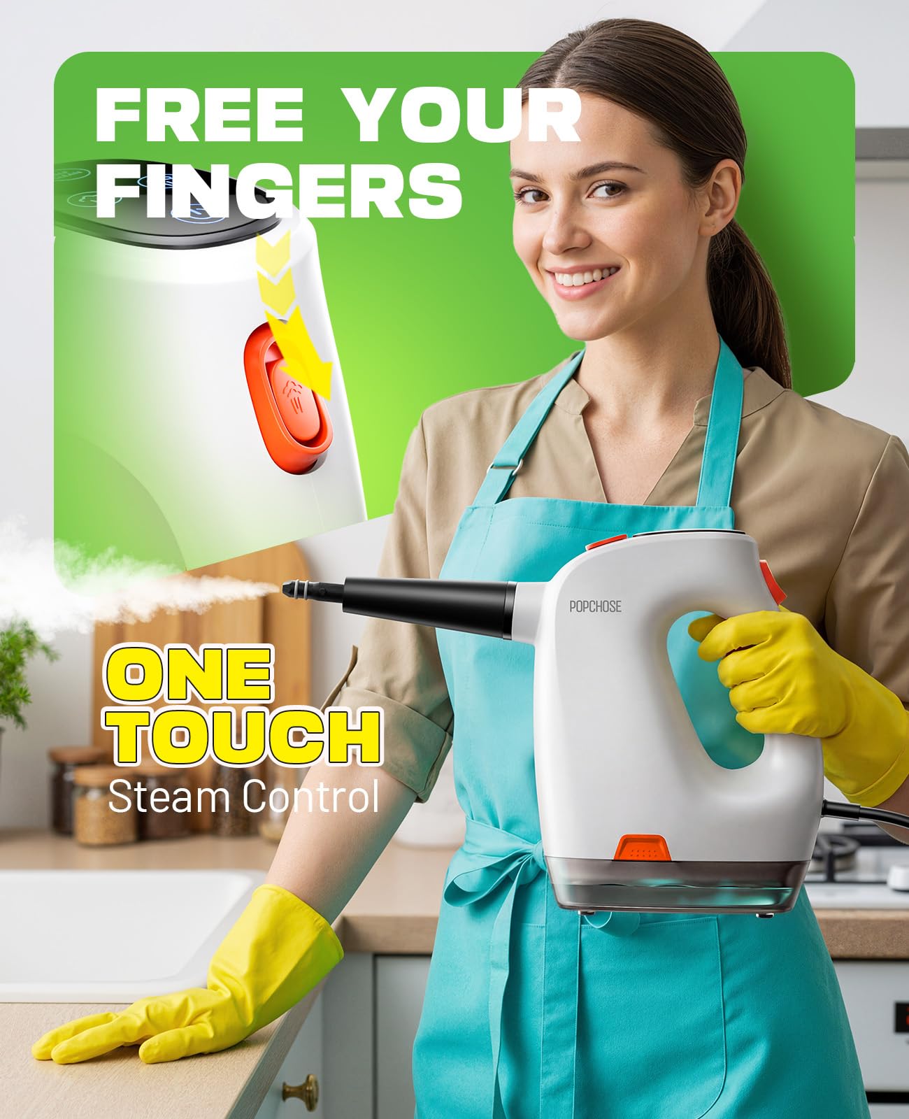 Self-clean mode on POPCHOSE steam cleaner to flush residue