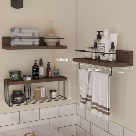 PopiShelves floating shelves with basket showcase tidy towel rack and accessible storage