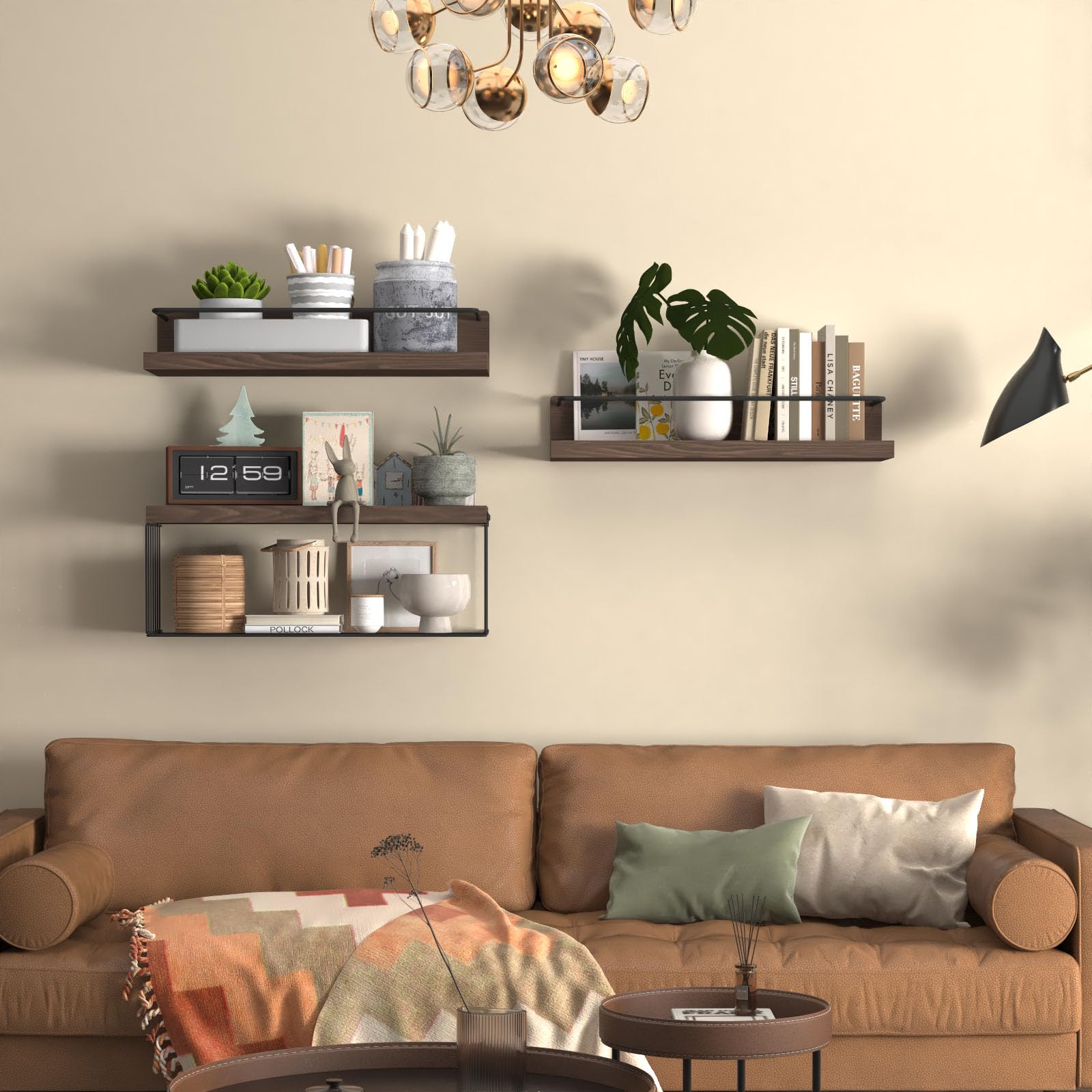 PopiShelves dark brown finish complements modern and traditional interiors