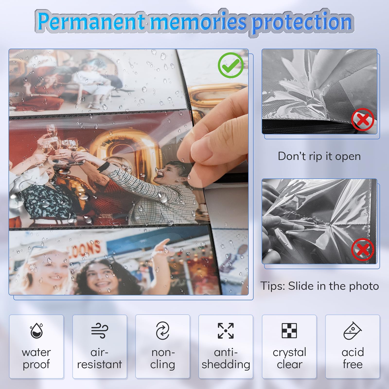 Popotop album inner pages protect photos with acid-free PP pockets.