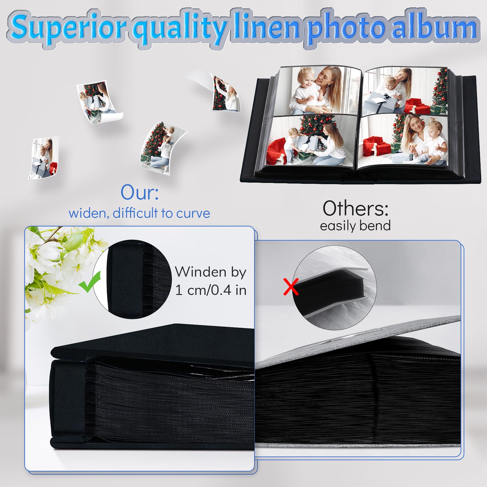 Popotop album spine reinforced for long-lasting sturdiness during use.