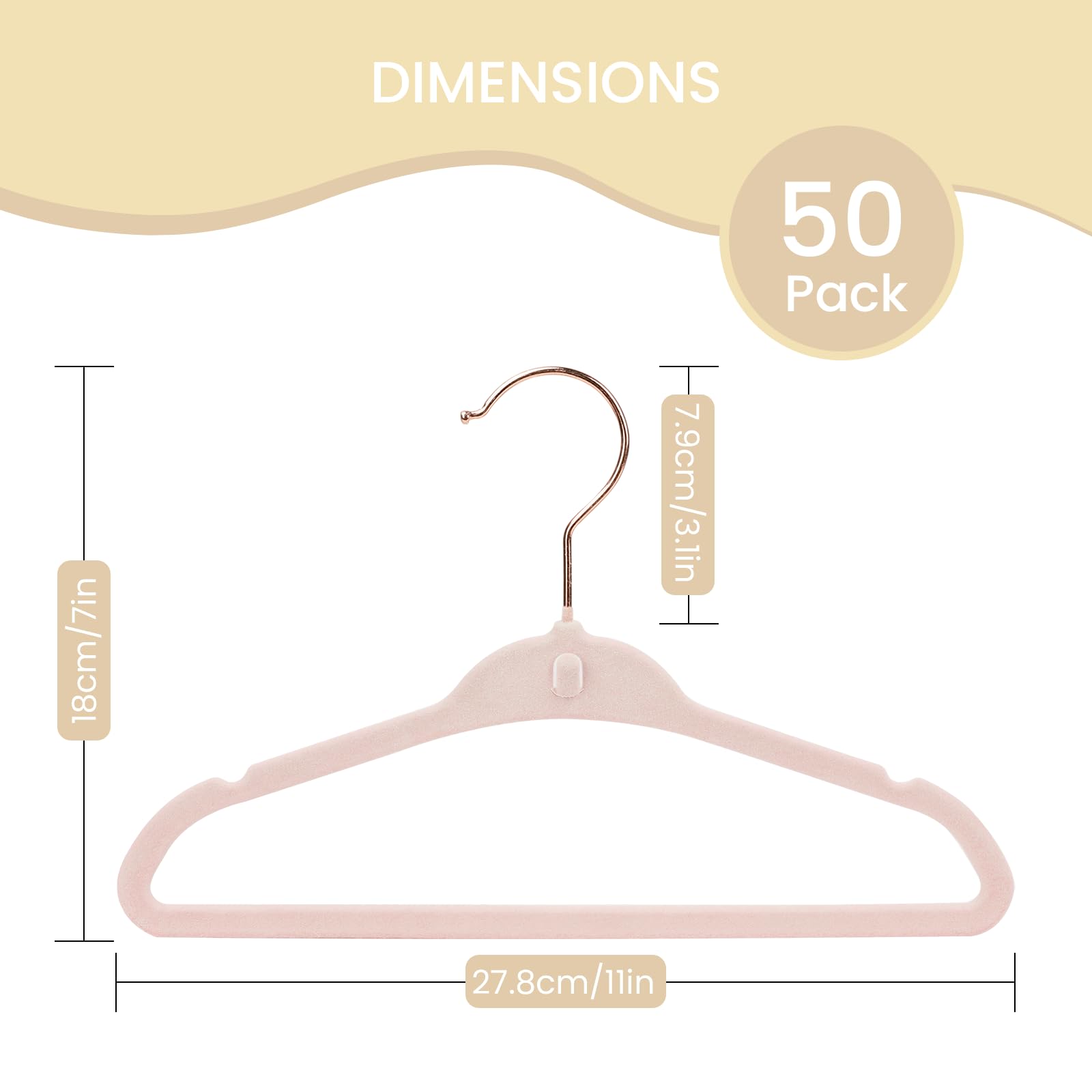 POPUBB Kids velvet hanger with 10 clips for versatile clip-on skirts and pants.