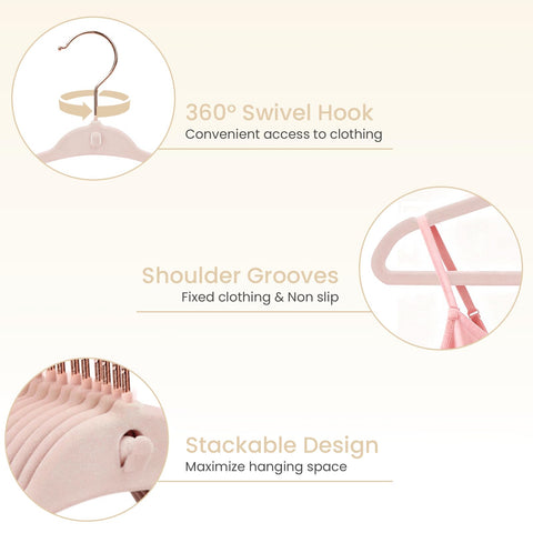 POPUBB Kids velvet hanger's stackable design saves closet space.