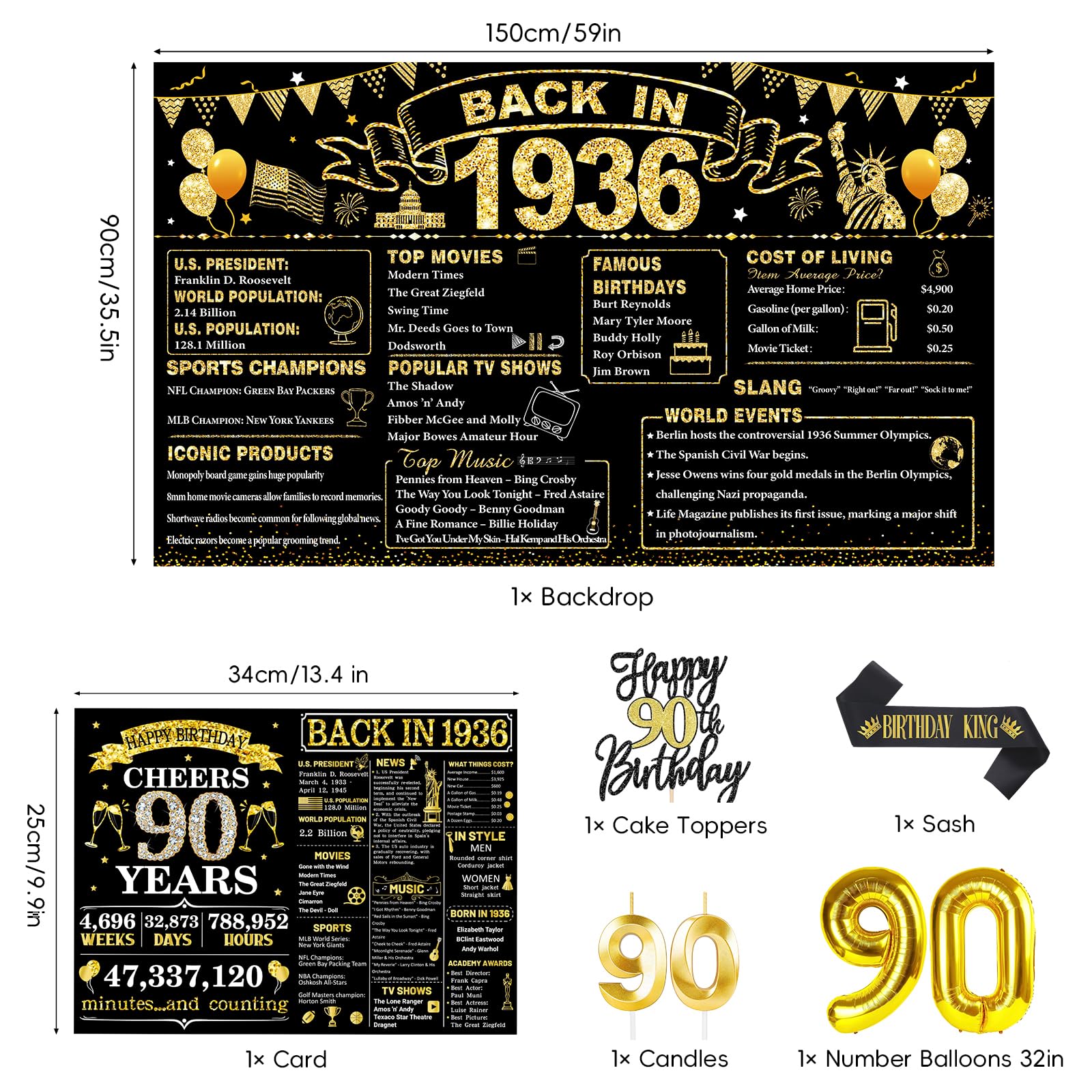 PopularLdo 90-number balloons adding bold milestone accents for photos.