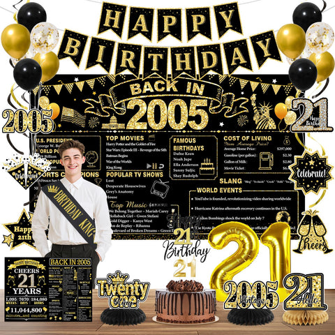 PopularLdo 21st birthday backdrop with retro 'Back in 2005' design for memorable photos.