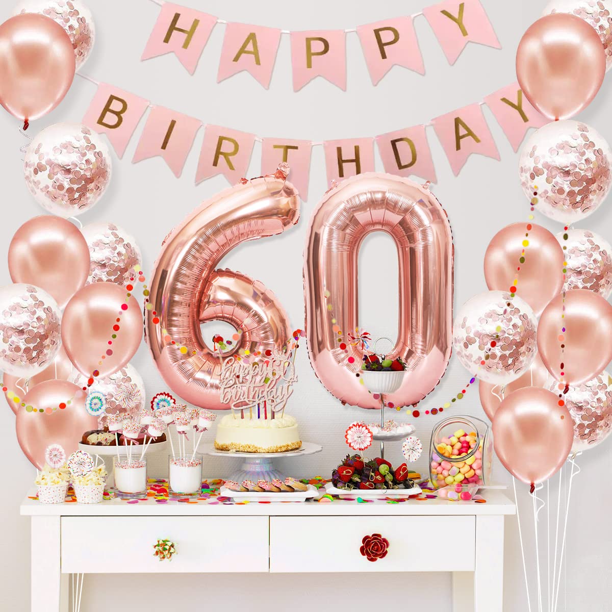 PopularLdo rose gold 60th cake topper highlights the milestone with shimmering detail.