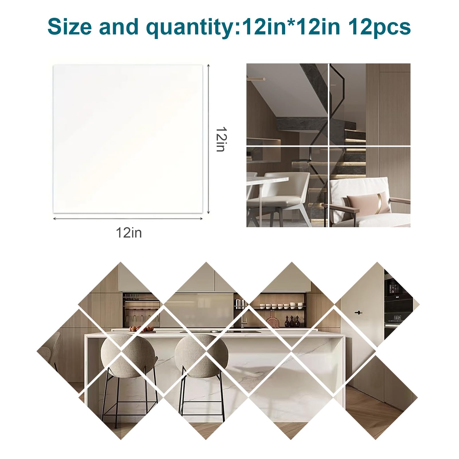 PopularLdo mirror tiles arranged in a square layout for customizable style