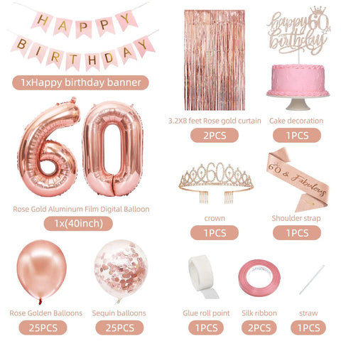 PopularLdo rose gold 60th sash creates a glamorous adjustable look for the party.