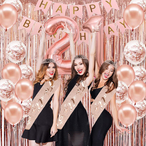 PopularLdo rose gold balloons with confetti brighten spaces and photos.