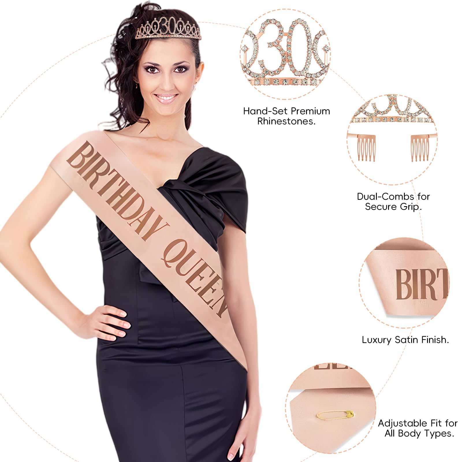 PopularLdo rhinestone tiara crown adds sparkle for the guest of honor.