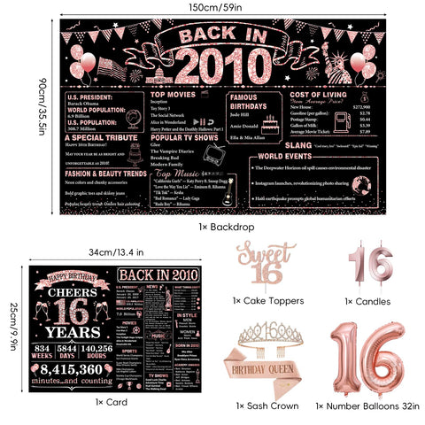PopularLdo Sweet 16 black and rose gold balloons create a chic backdrop for photos.
