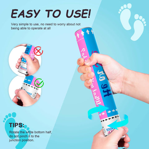 POPUPARTY photo ready gender reveal with blue accents for social sharing.