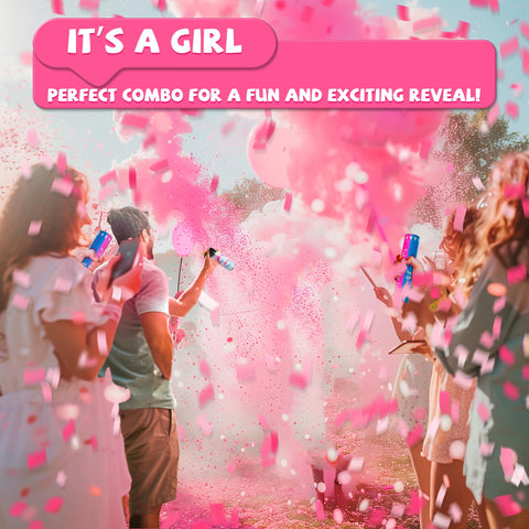 POPUPARTY pink confetti cannon pack ready for a festive announcement
