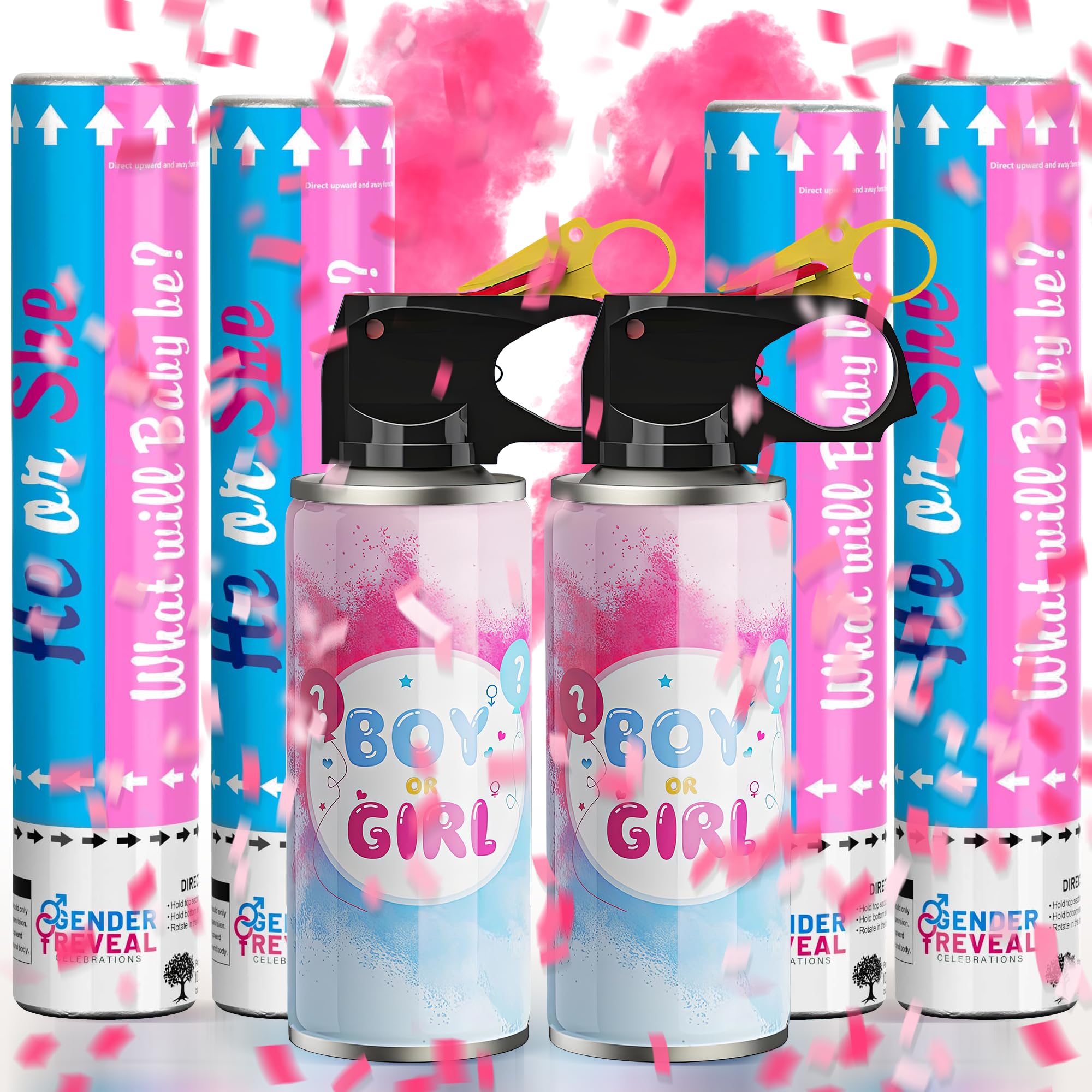 POPUPARTY pink gender reveal extinguisher set for a dramatic moment
