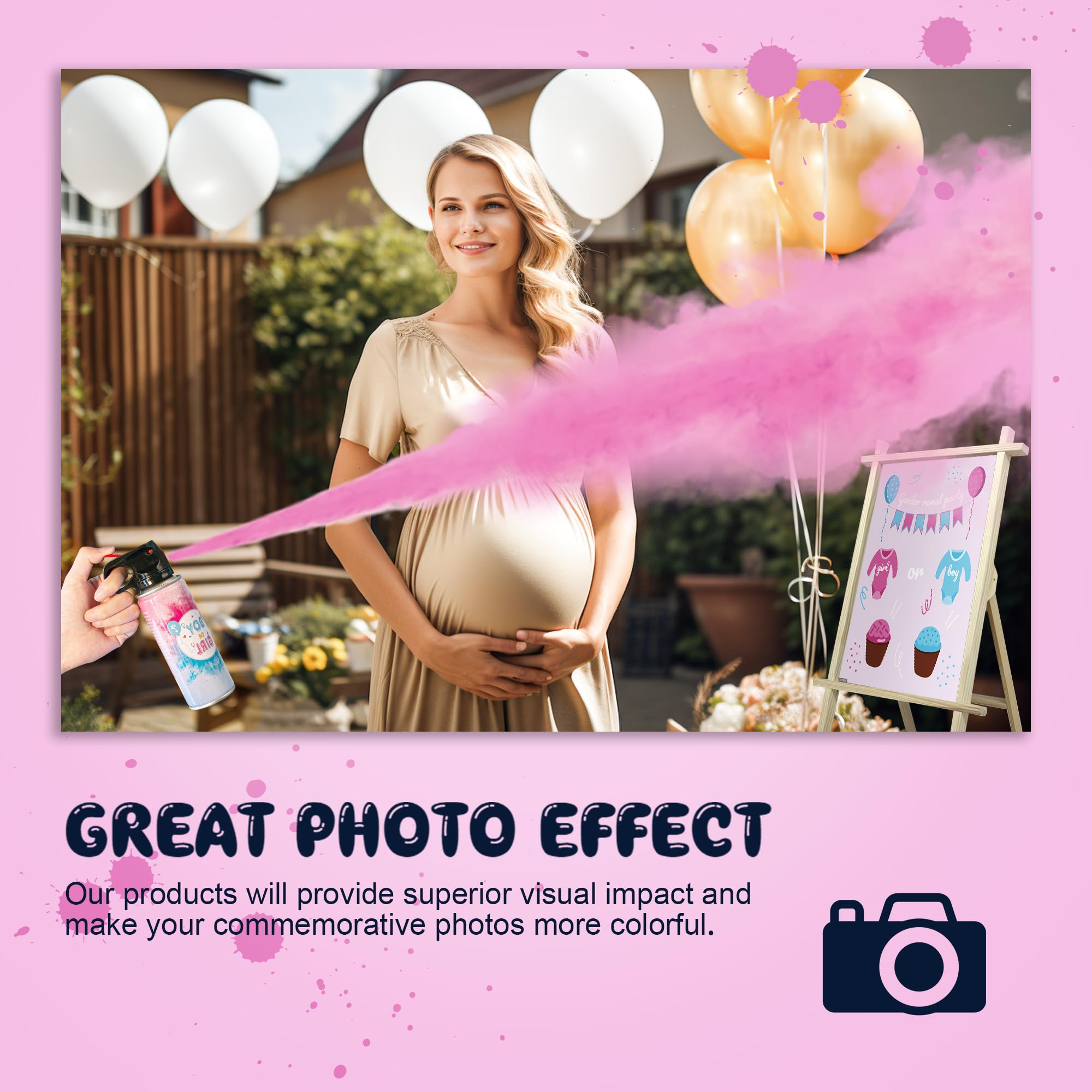 POPUPARTY pink gender reveal extinguisher shot dispersing colorful powder