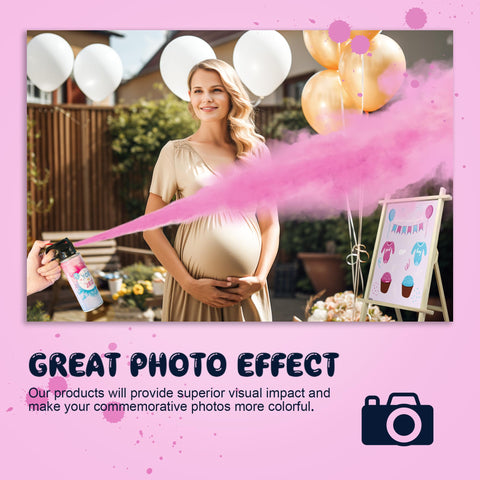 POPUPARTY pink gender reveal extinguisher shot dispersing colorful powder