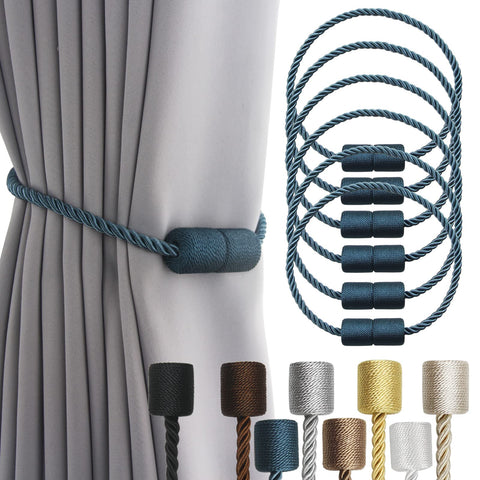 Porlau 6-pack blue strong magnetic curtain tiebacks secure drapes with a modern durable design
