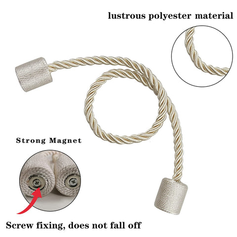 Porlau beige magnetic tieback with screw fixed magnet for secure hold
