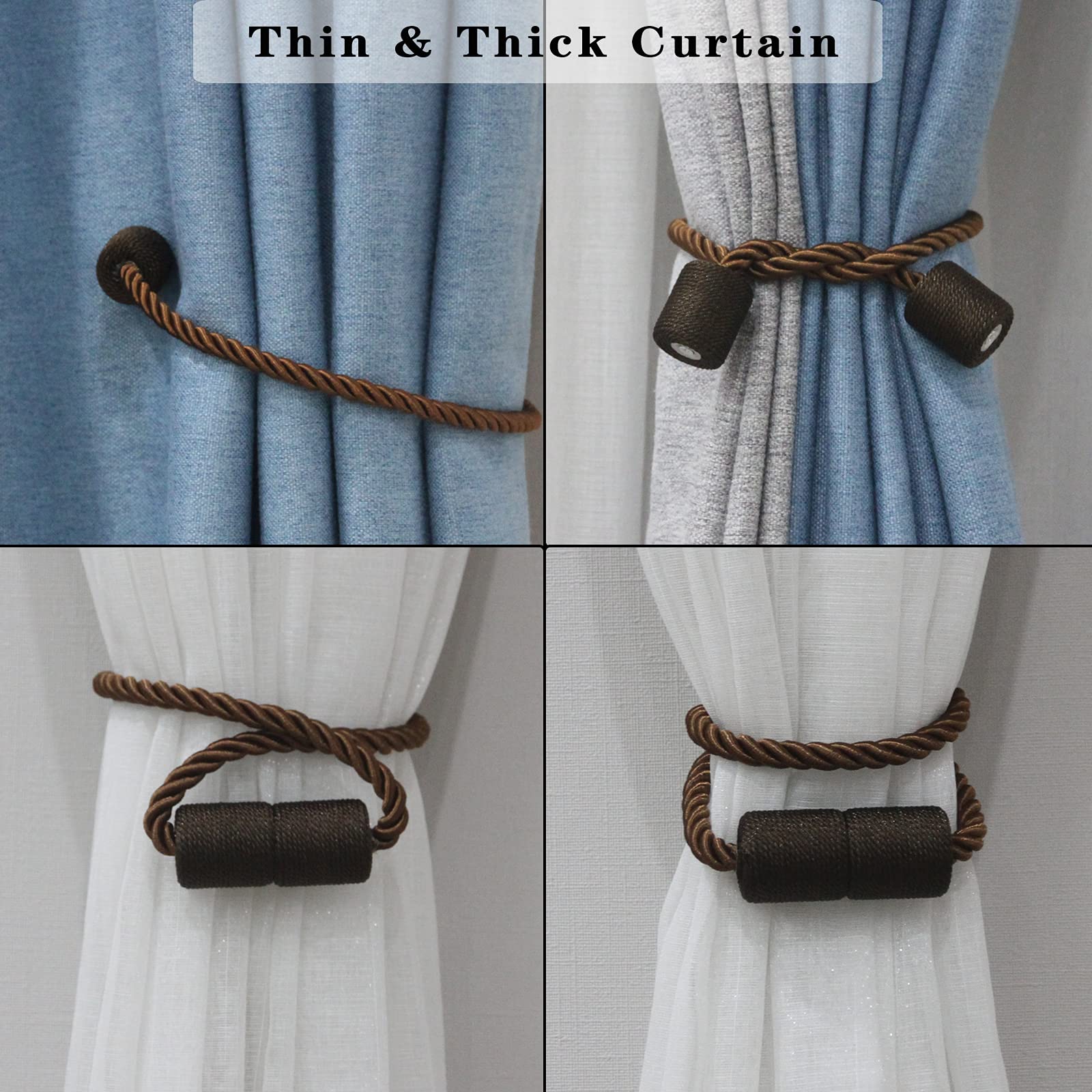 Porlau coffee tiebacks showcase a modern rope design for decor.