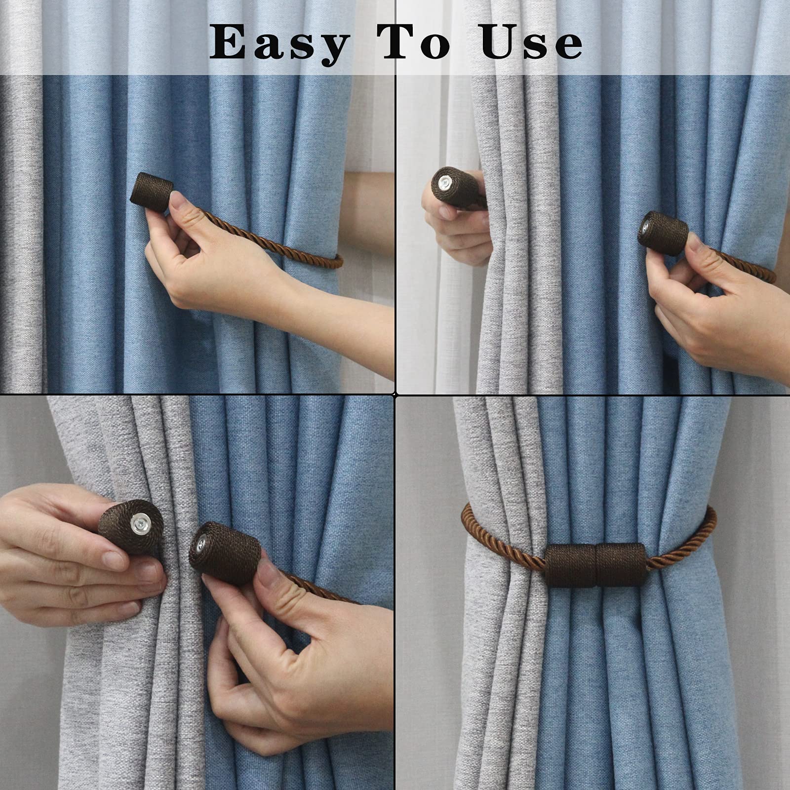 Porlau coffee tiebacks for outdoor drapes offer easy management.