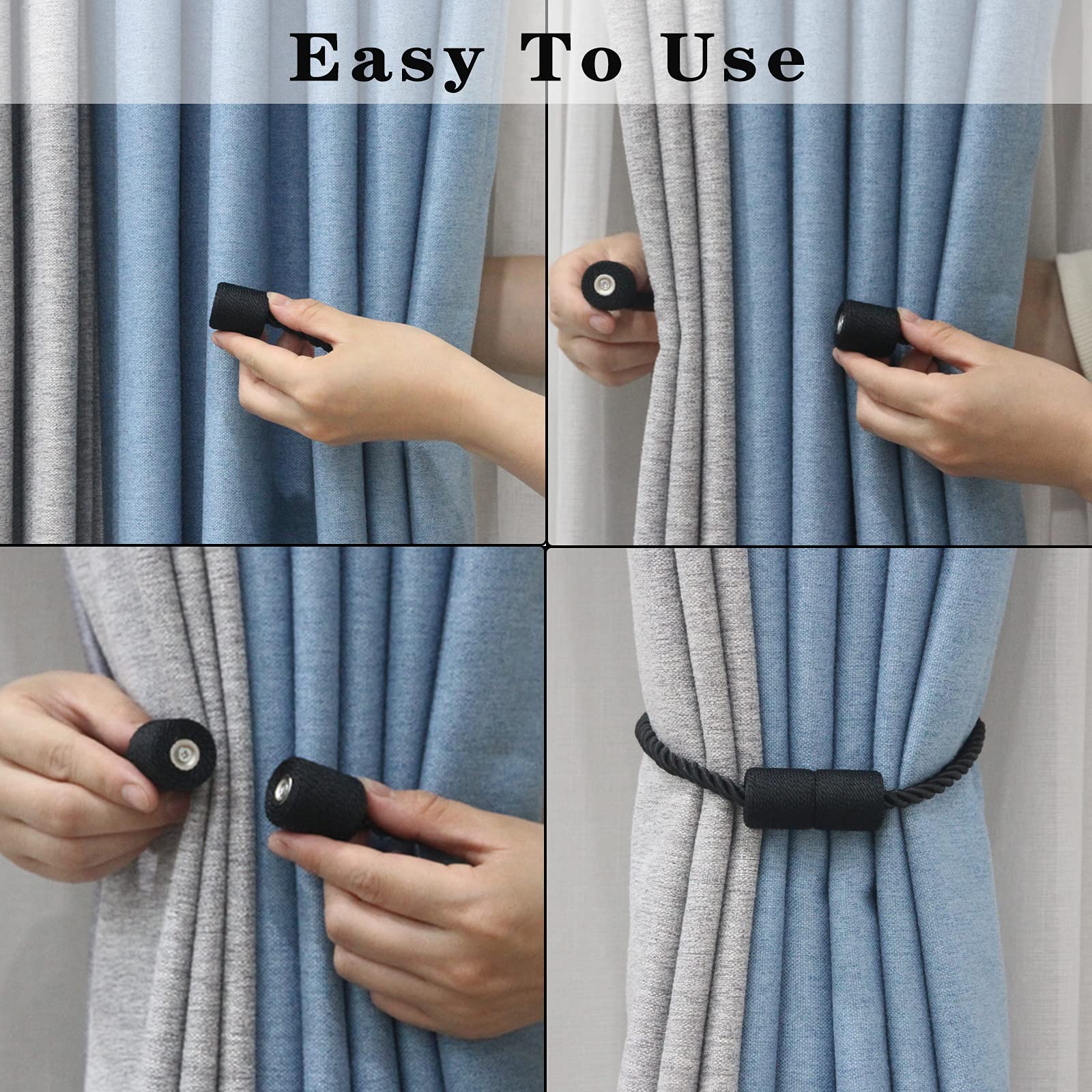Porlau handwoven soft tiebacks for drapes add refined texture