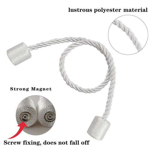 Porlau white modern rope tiebacks adorn drapes with a clean, stylish look.