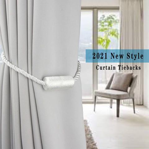 Porlau white quick-clip tiebacks simplify styling without fabric damage.