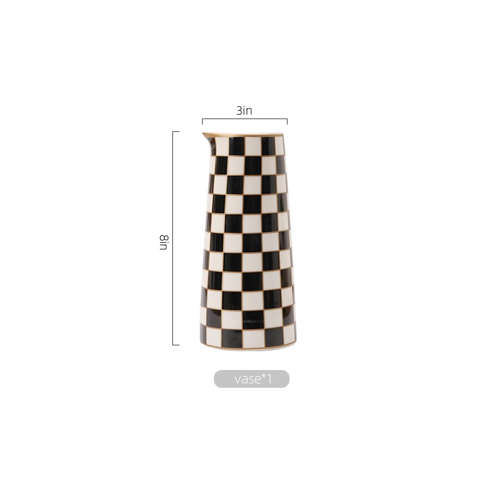 Porlien checker porcelain vase 8ft high adds dramatic focal point.