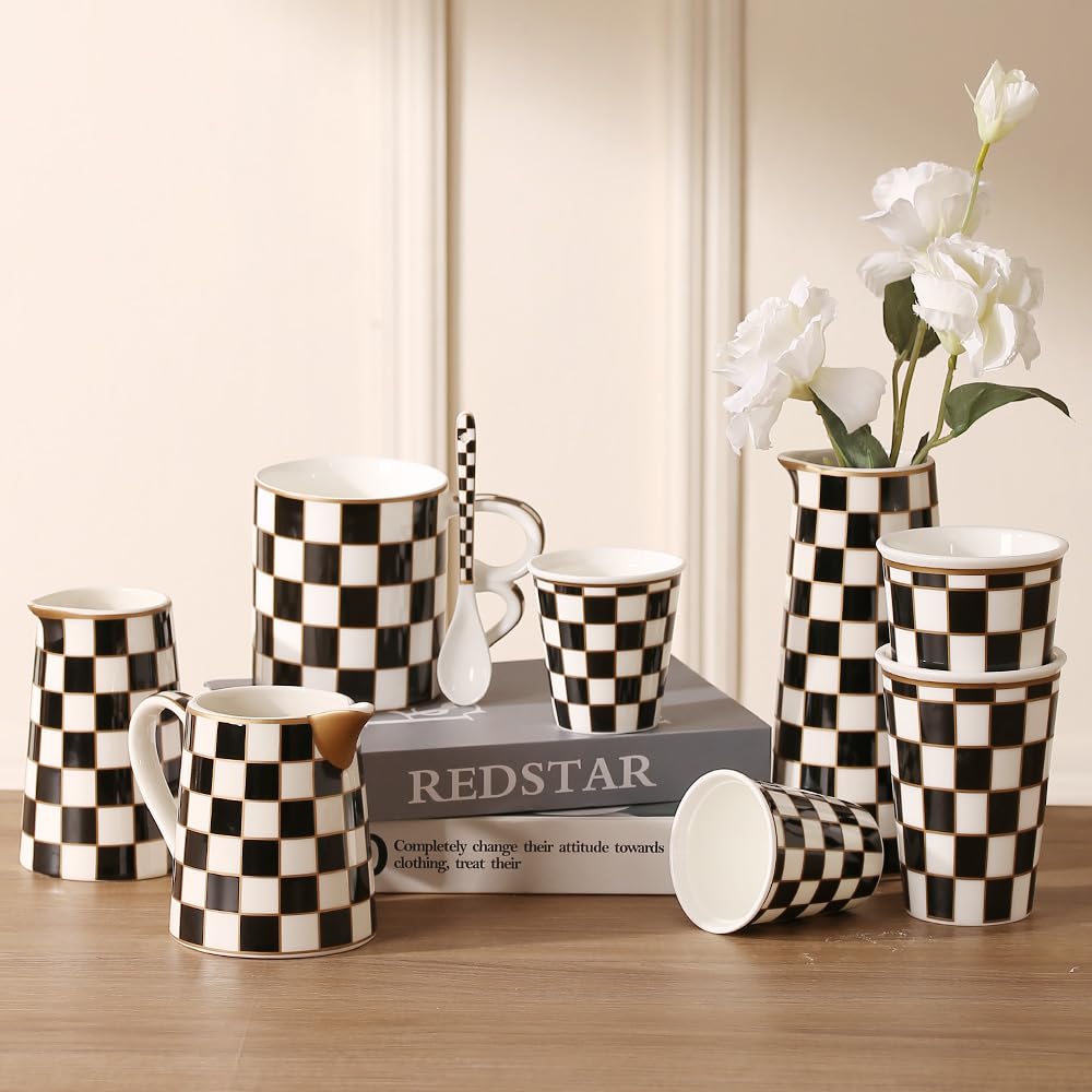 Porlien checker porcelain vase brightens shelves and mantels.