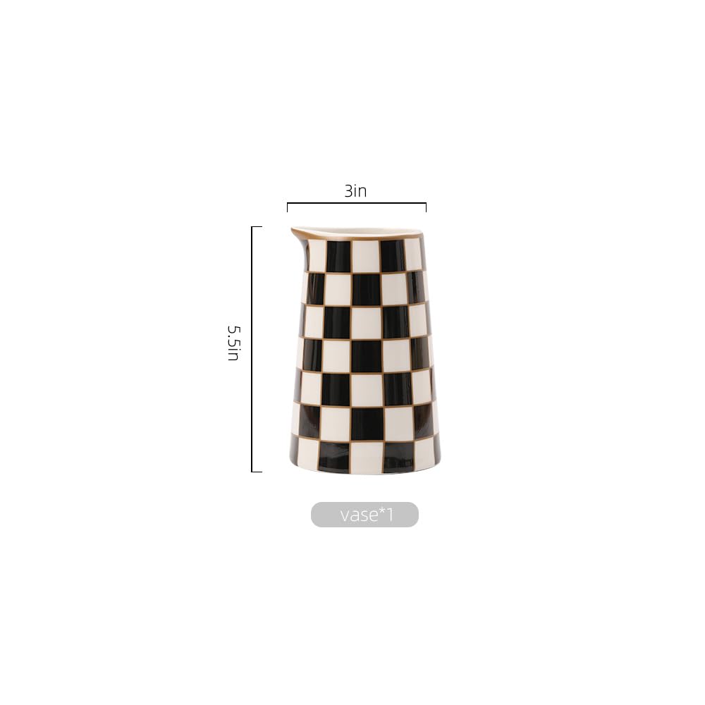 Porlien checker porcelain vase set of 2 complements any dining room decor.
