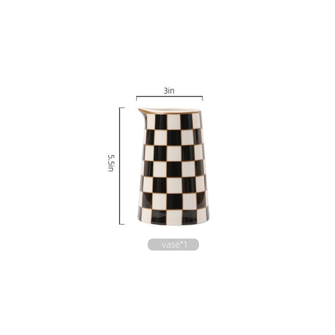 Porlien checker porcelain vase set of 2 complements any dining room decor.
