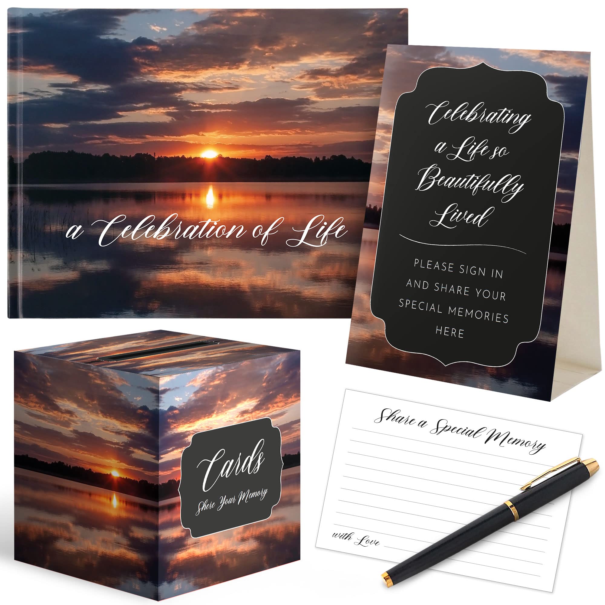 Portiche all-in-one funeral guest book set displayed for elegant service sign-in