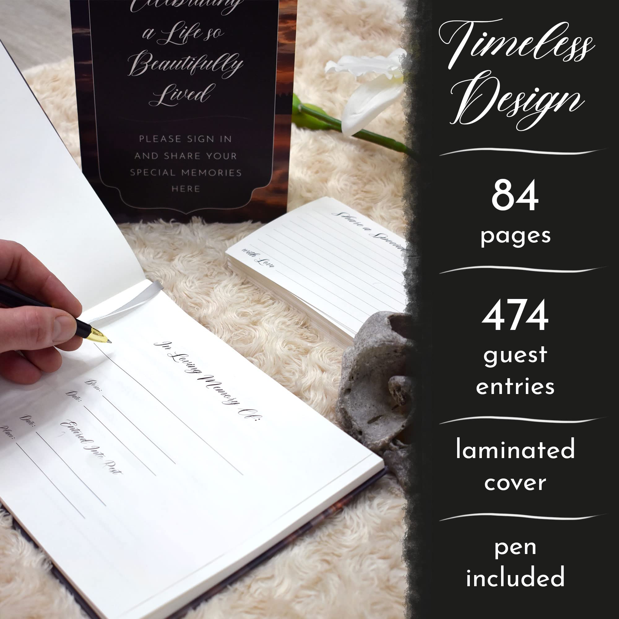Portiche black pen for smooth guest signatures