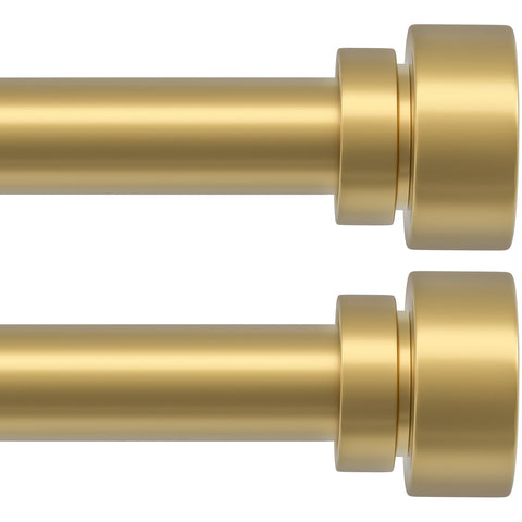 PORTRES gold curtain rod with end-cap finials for a polished, versatile room look.