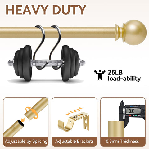 Poskena Gold Curtain Rod adjustable segments demonstrate length flexibility