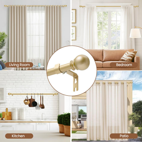 Poskena Gold Curtain Rod on outdoor patio for chic outdoor setup