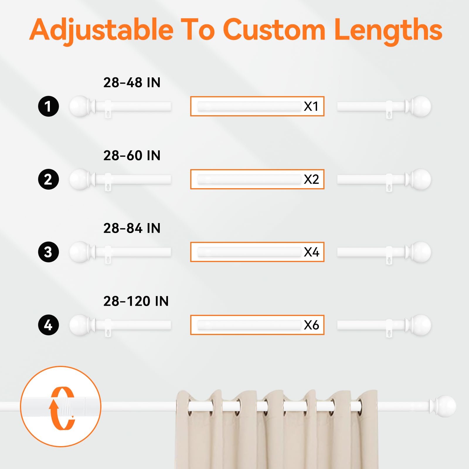 Poskena multi-room curtain rod suitable for bedrooms and living areas