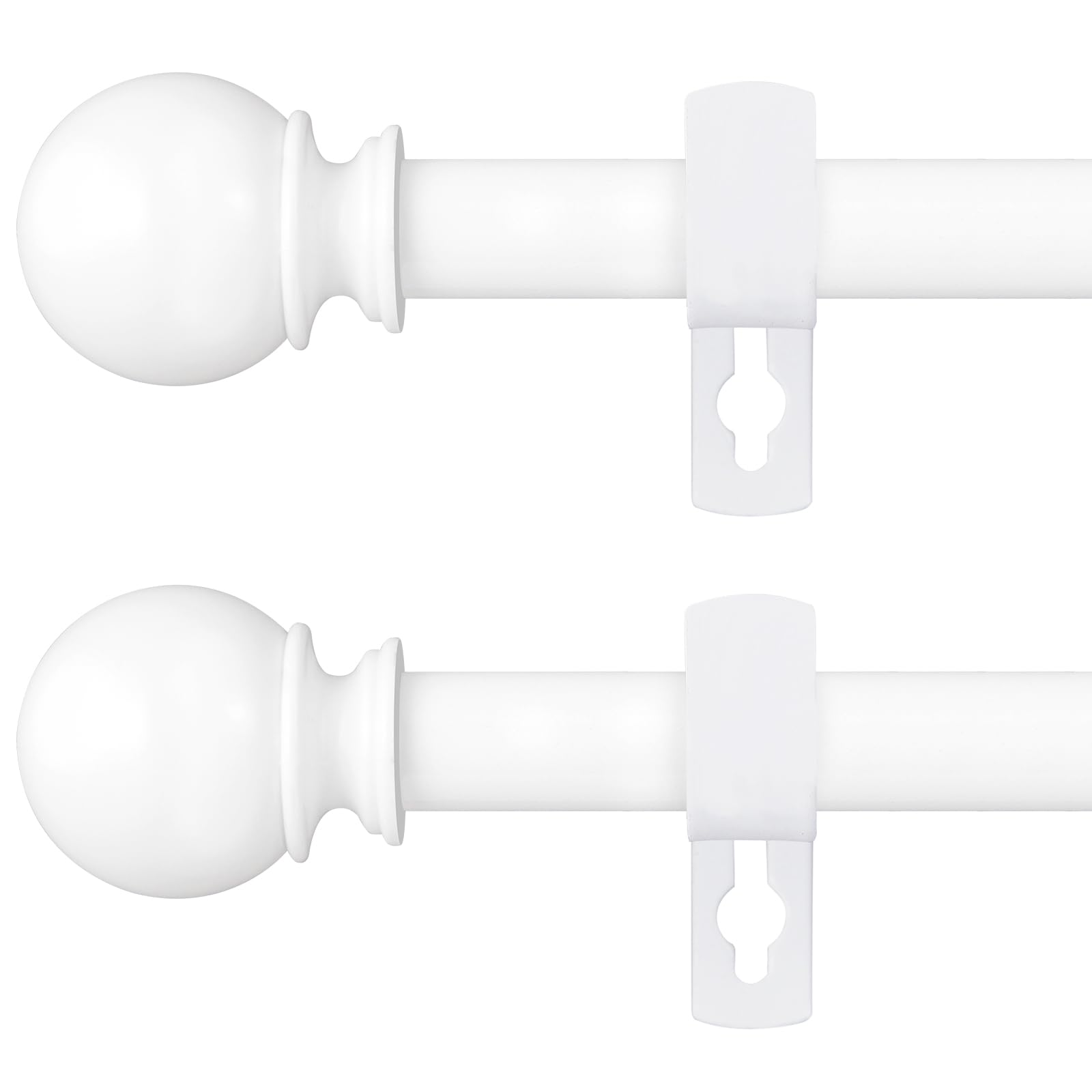 Poskena white curtain rod 2-pack, easy assembly for secure drapery