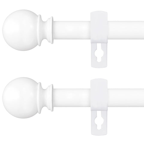 Poskena white curtain rod 2-pack, easy assembly for secure drapery