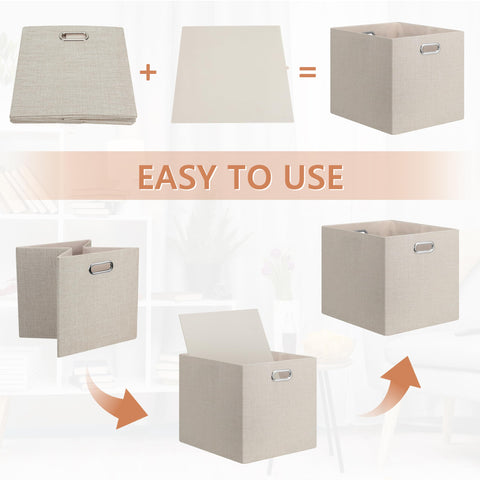 Posprica beige storage bin on a shelf demonstrating practical organization