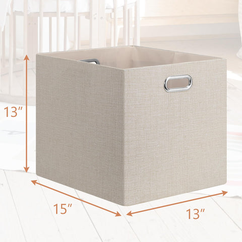 Posprica beige collapsible bin side view showing space-saving design