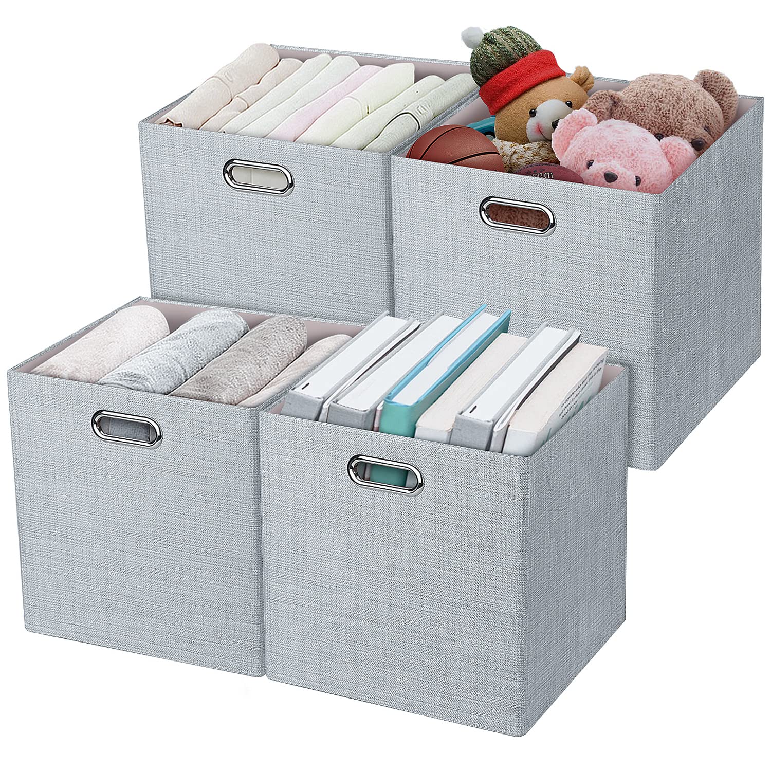 Posprica collapsible storage cubes 13in front view for organized shelves and easy access.