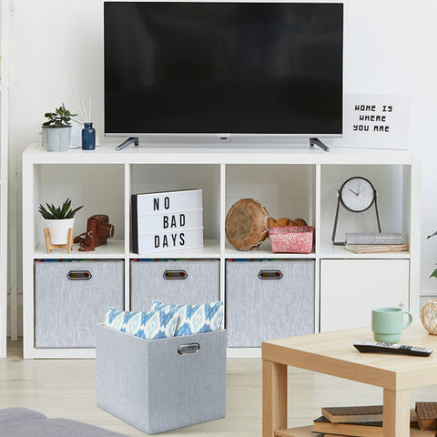 Posprica cube storage bin designed for Kallax and modular shelves