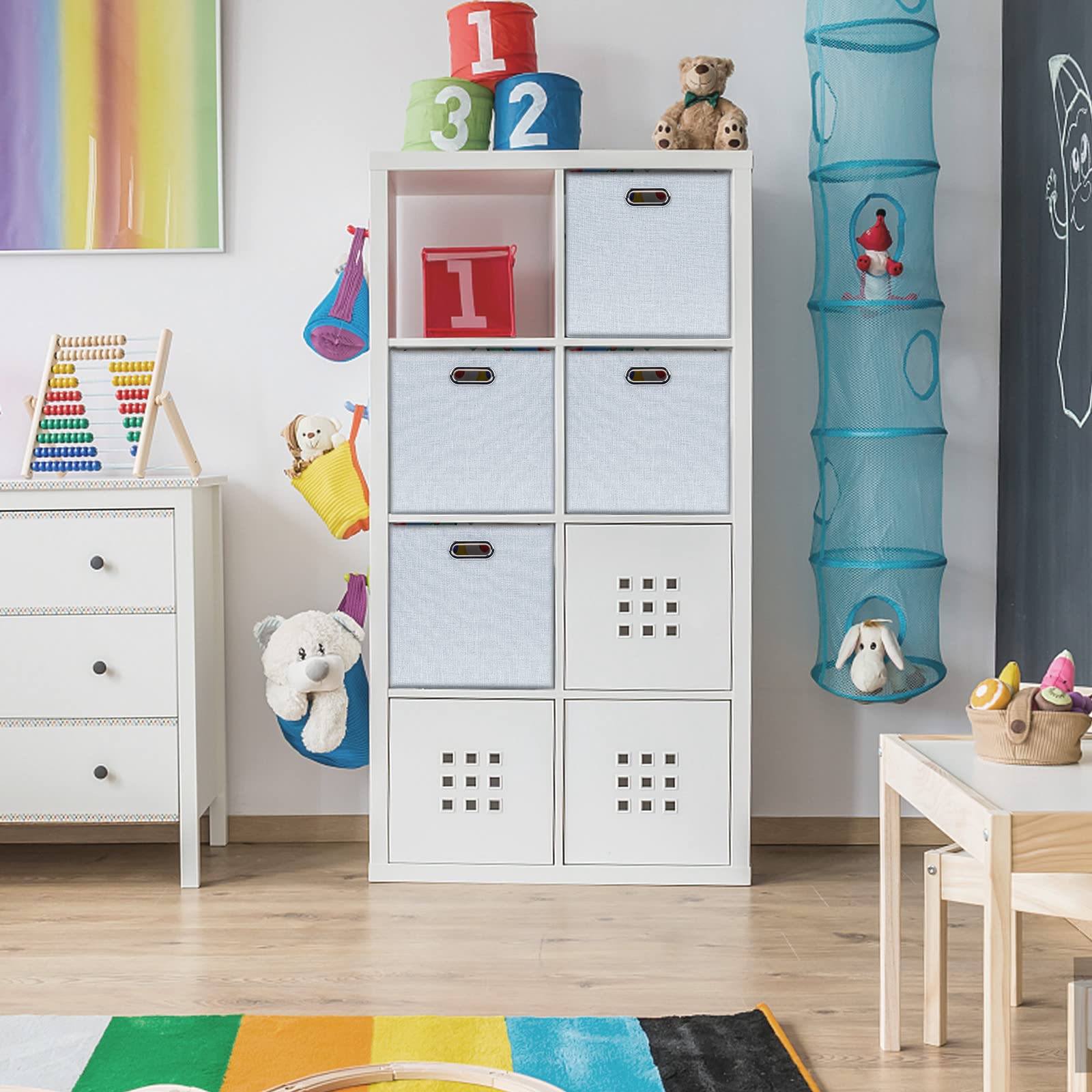 Posprica neutral grey decor bin complements modern interiors