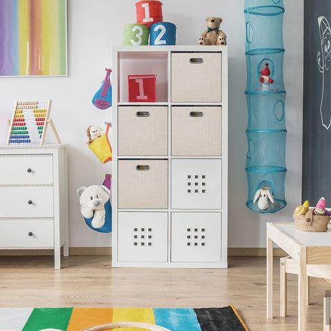 Posprica storage bin with shiny metal handles close-up for easy grip