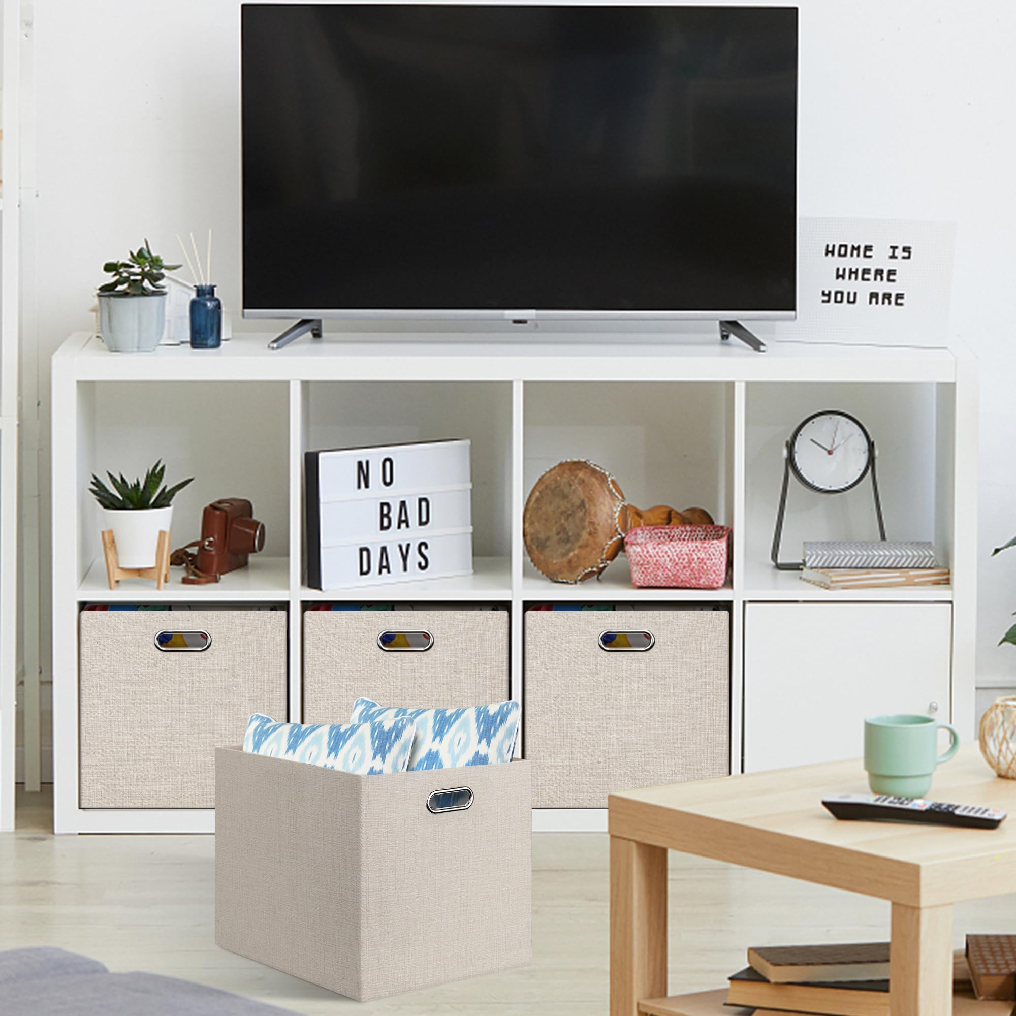 Posprica sturdy fabric storage bin close-up highlighting durable material