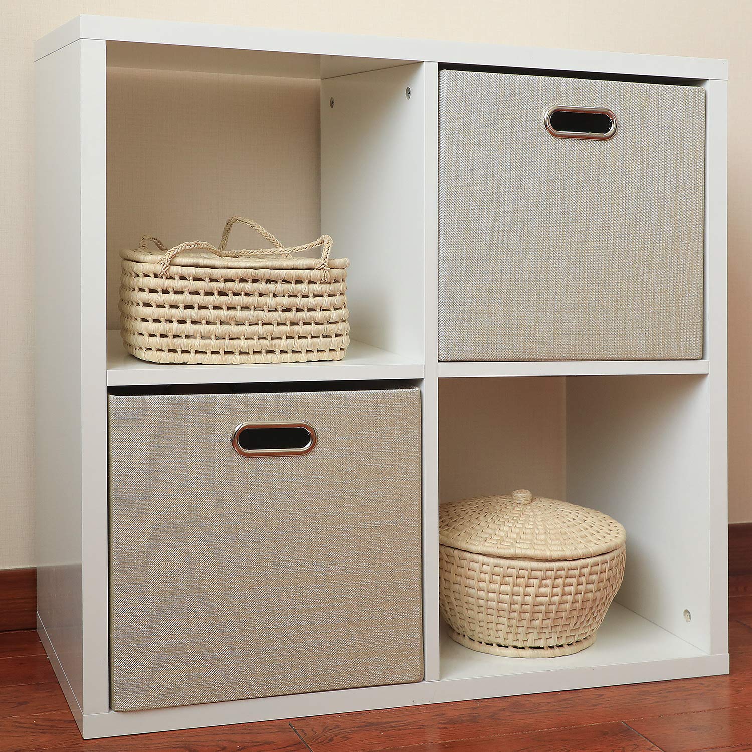 Posprica storage cube bin in nursery setup ready for clutter control.