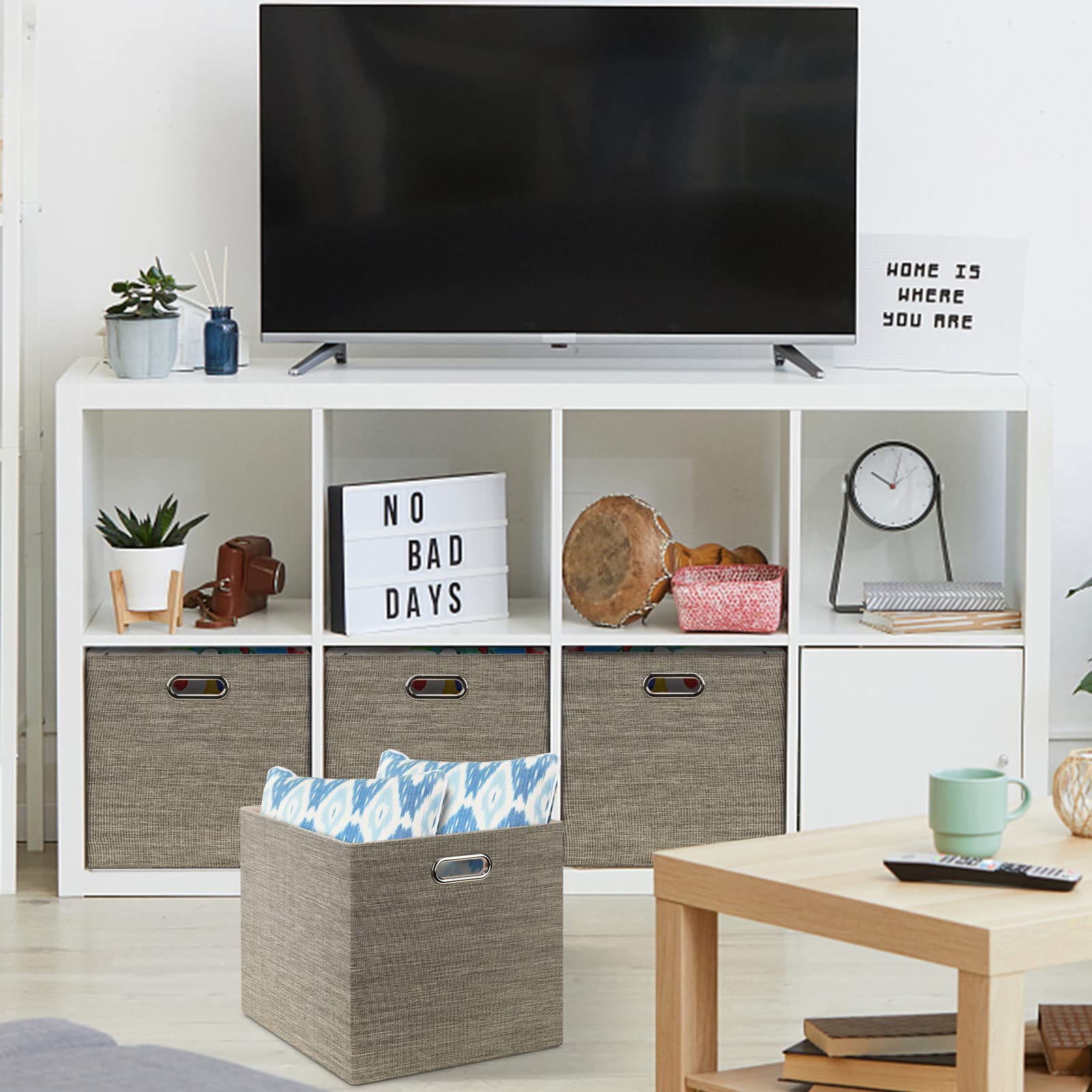 Posprica storage cube coffee with metal handles for easy lifting