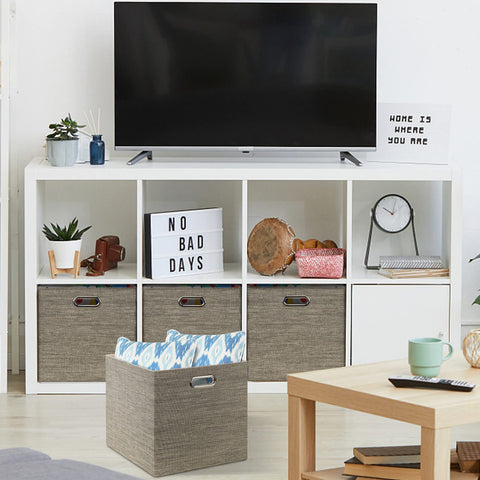 Posprica storage cube coffee with metal handles for easy lifting